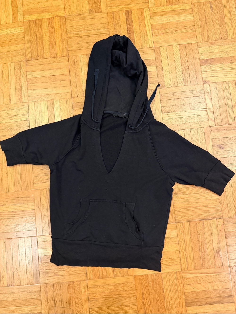 Express Black Short-Sleeve Hooded Top